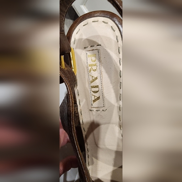Prada Brown Leather Platform Wedges Size 40.5‎ - Picture 4 of 9